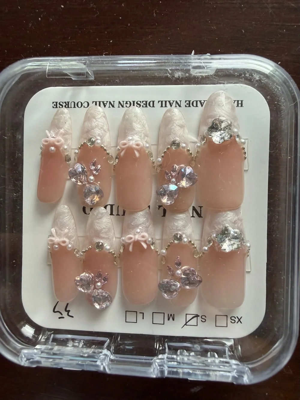 Elegant Pink Crystal Embellished Press-On Nails